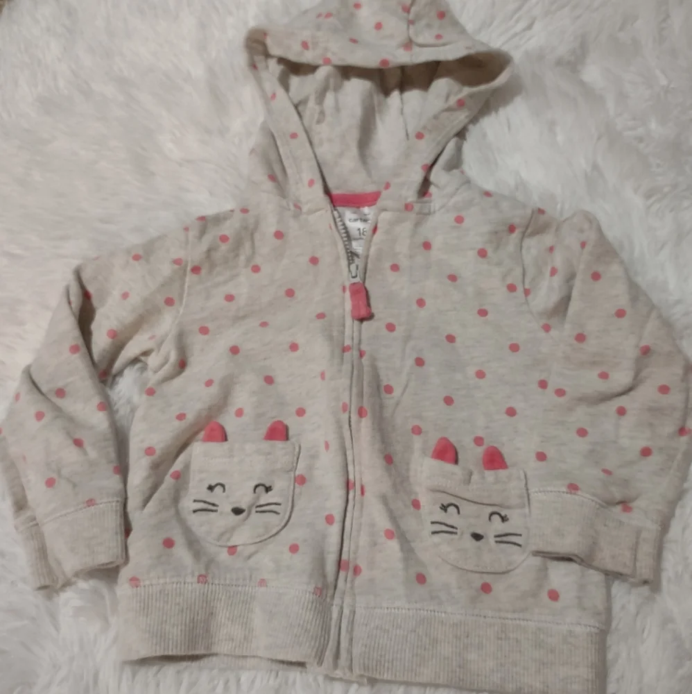 Carter's 18 Month Polka Dot Hooded Sweater Full Zip